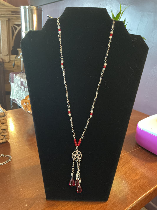 Red Swarovski Crystal with Pentagram Necklace