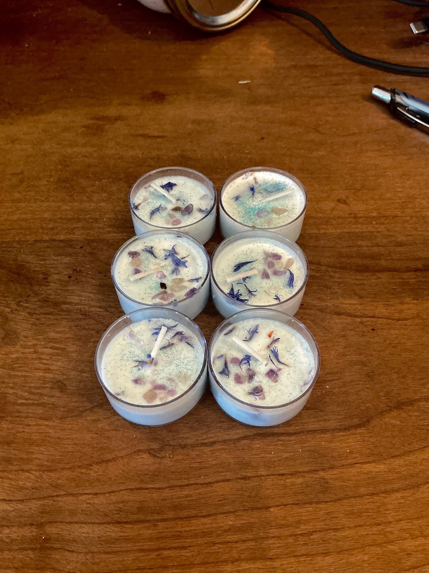 Tea Light Spell Candles with Herbs and Crystals