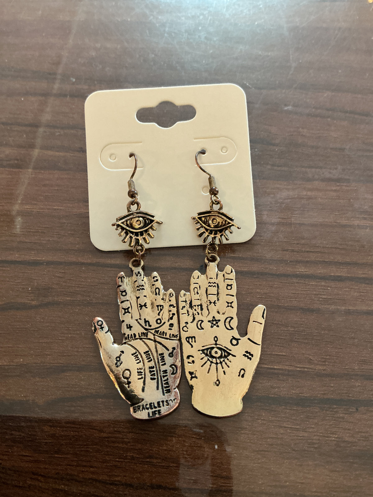 Silver Palmistry Earrings