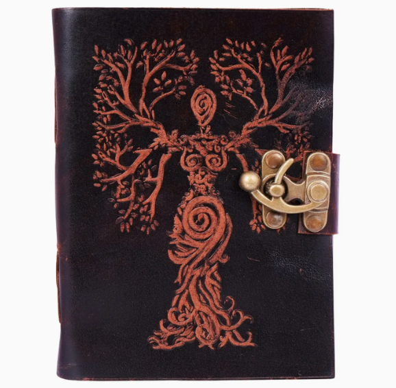 Tree woman leather journal, embossed