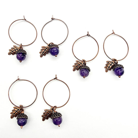 Acorn Earrings-Amethyst