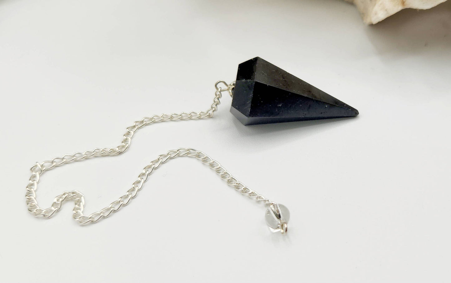 Black Tourmaline Pendulum Pendulum w/ Silver Plated Chain