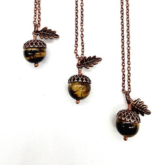 Acorn Necklace with Tiger's Eye