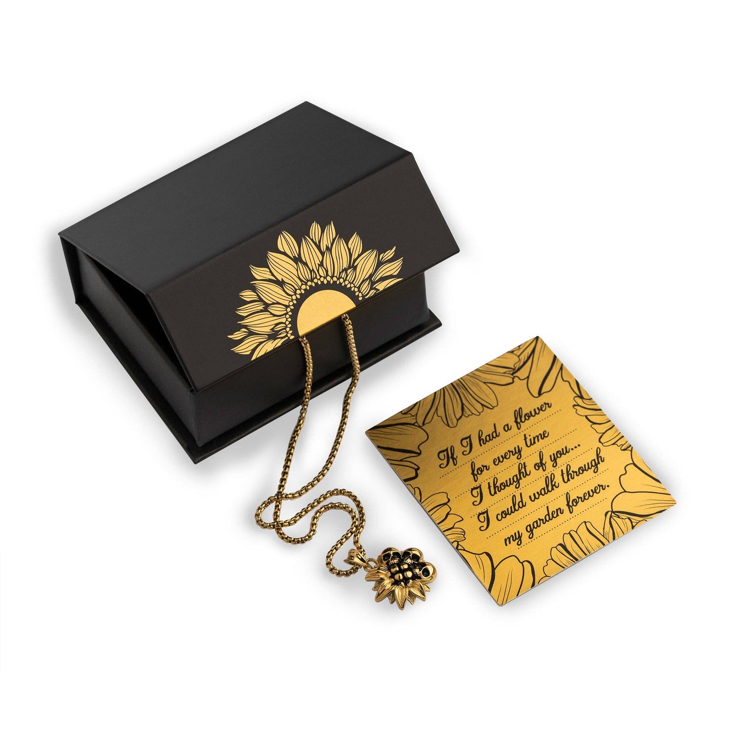 Gold Sunflower & Skull Necklace