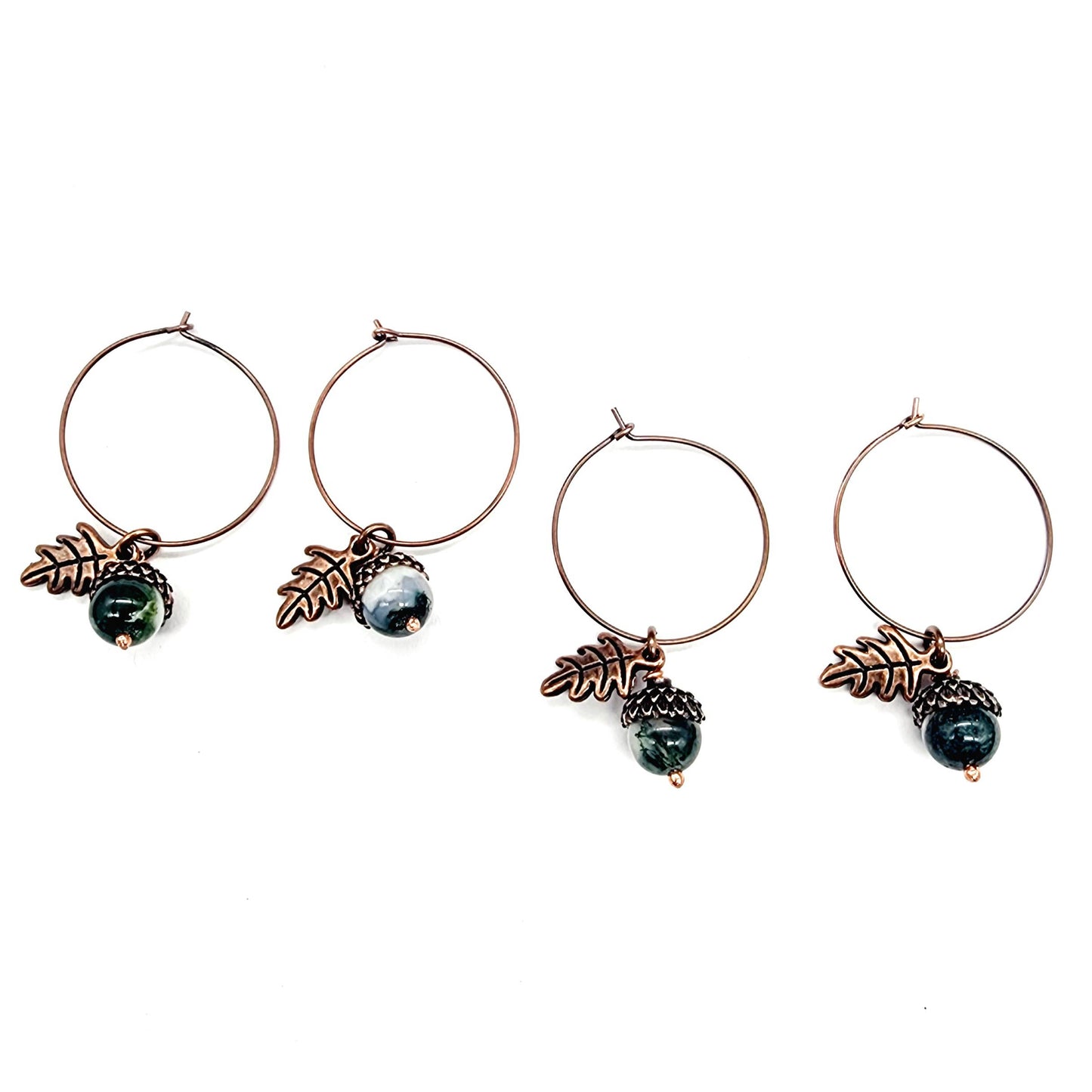 Acorn Earrings-Moss Agate