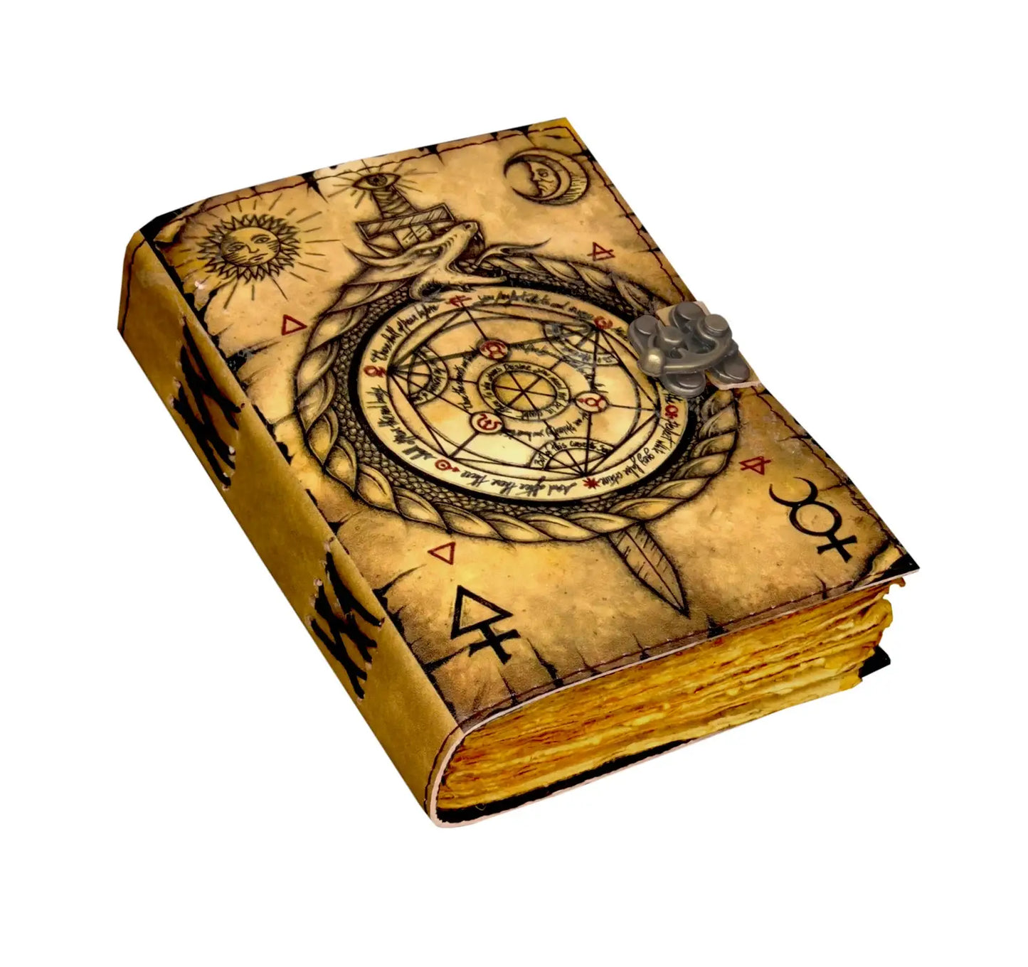 Leather Journal with Sacred Geometry Print 