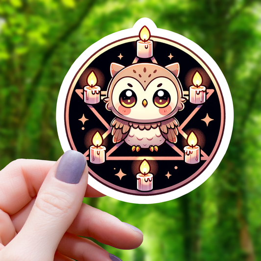 Pentagram Chibi Owl Sticker 2 - 3"