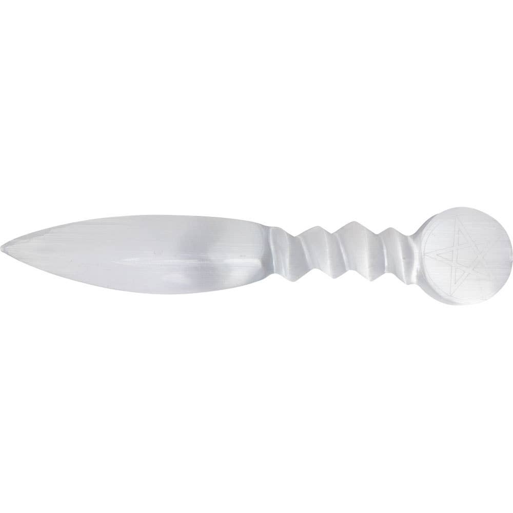 Large Selenite Athame with Pentacle