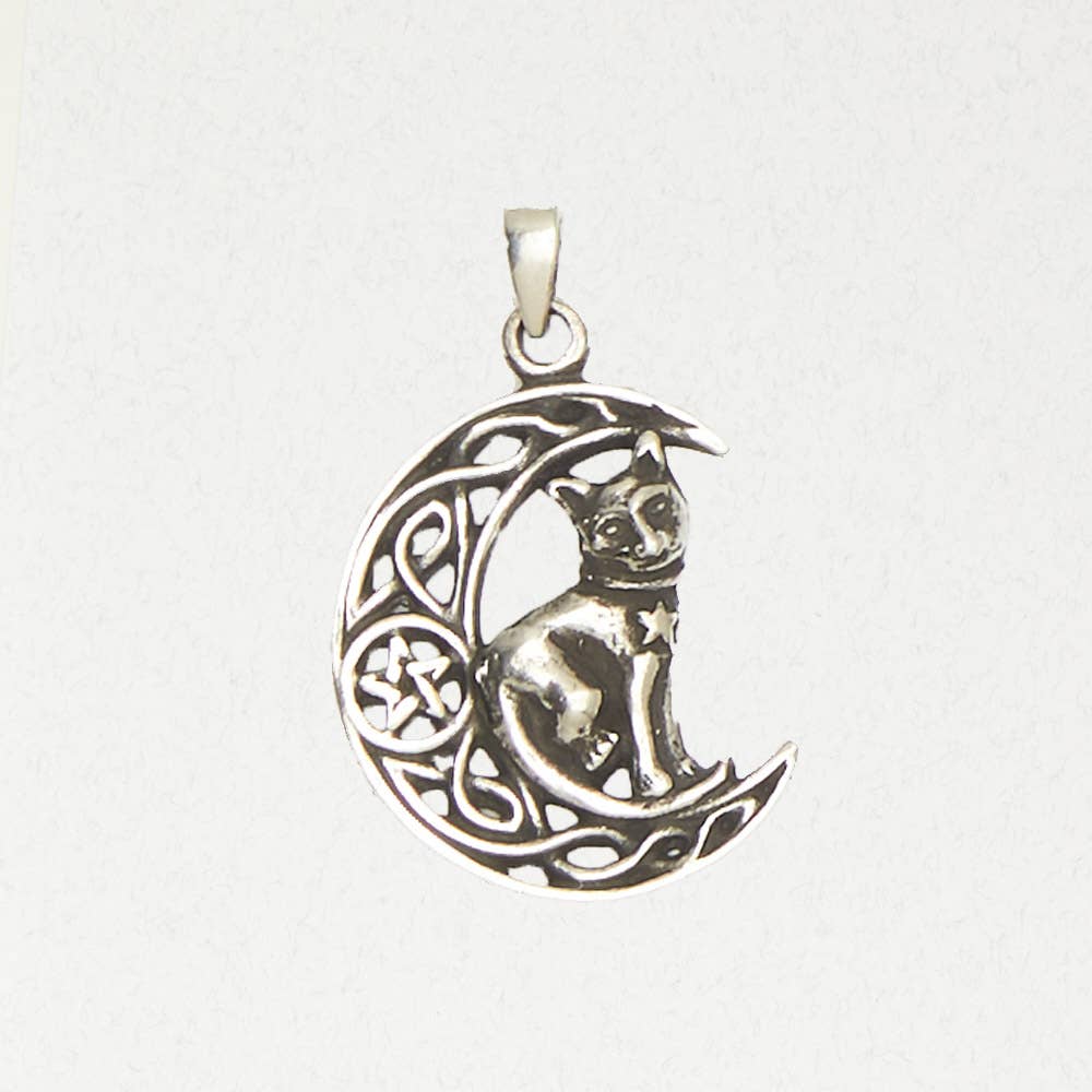 Pentacle of the Cat Pewter Necklace