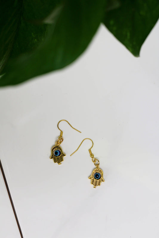 Gold Hamsa Hand Earring Set