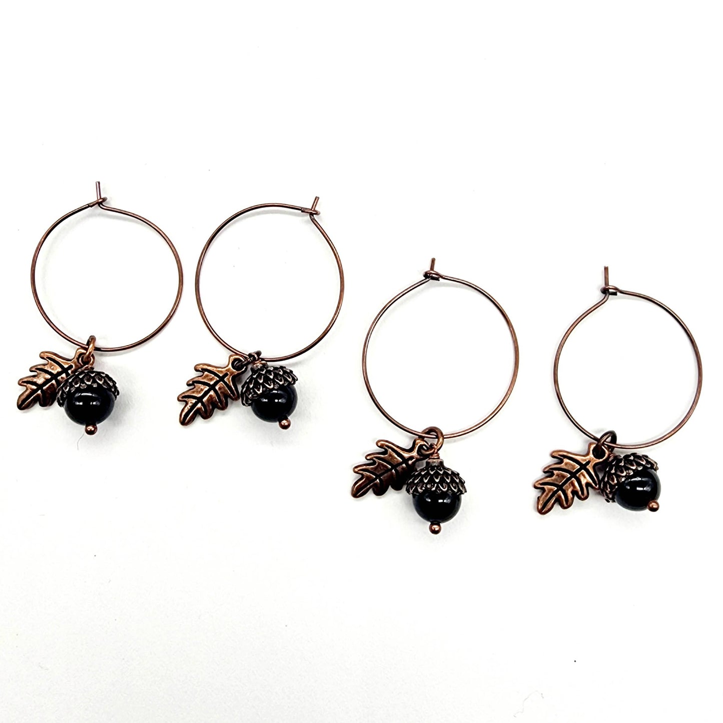 Acorn Earrings-Obsidian