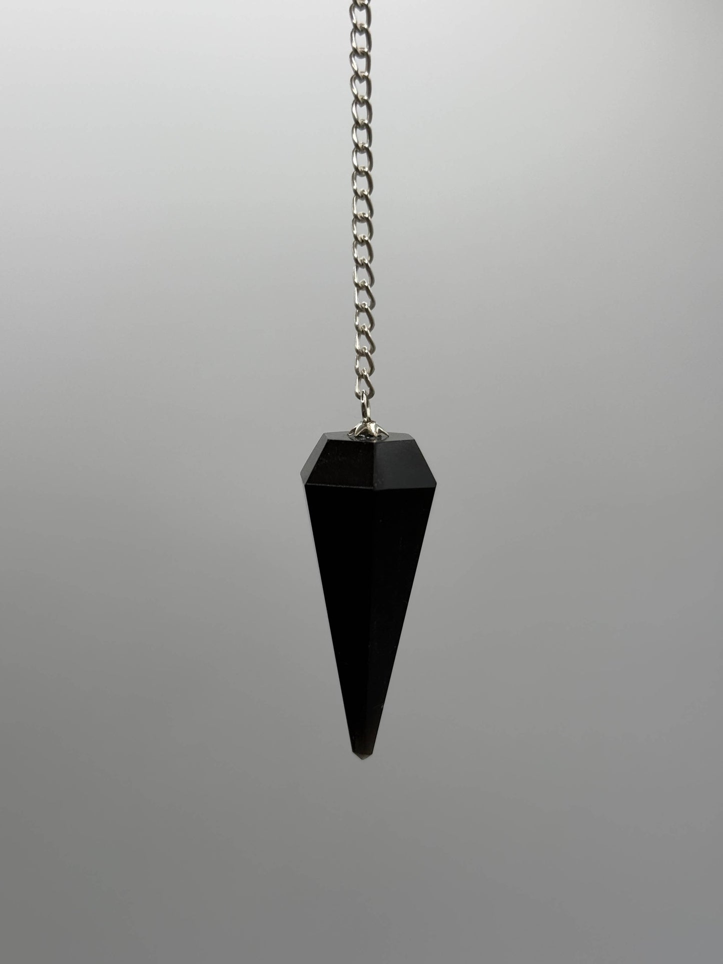 Black Obsidian Pendulum with Silver Plated Chain