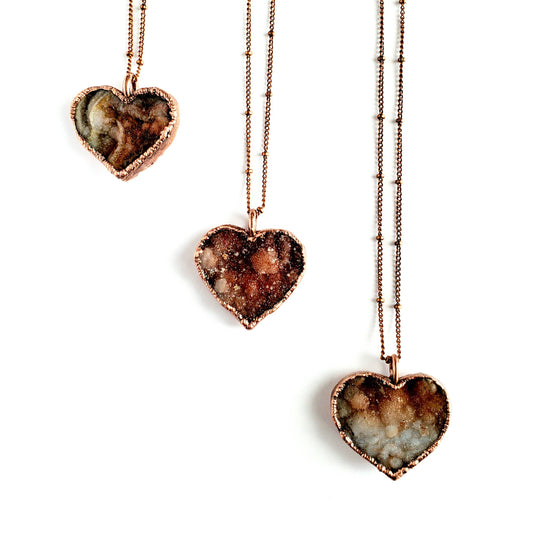 Sparkly Chalcedony Heart Necklace