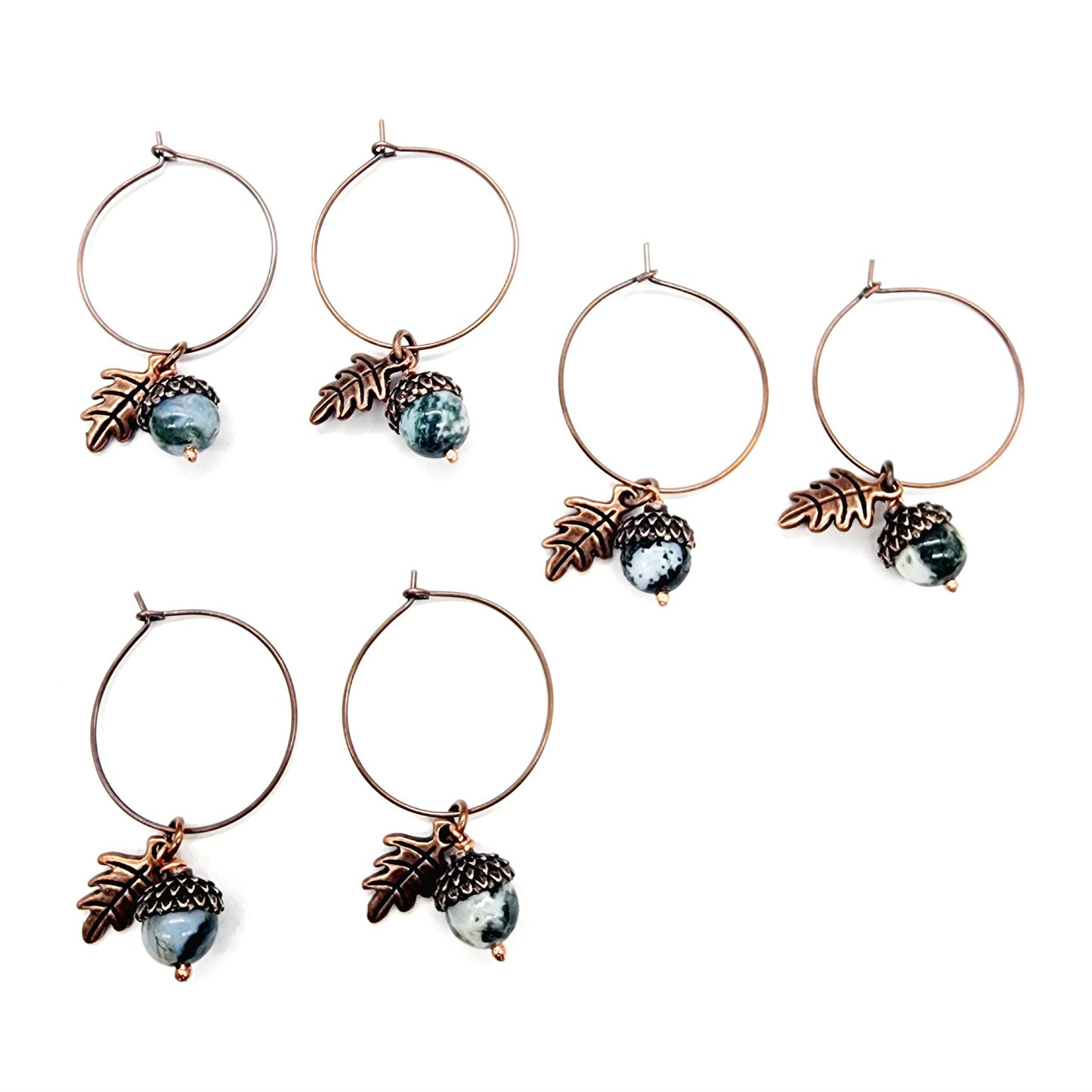 Acorn Earrings-Moss Agate
