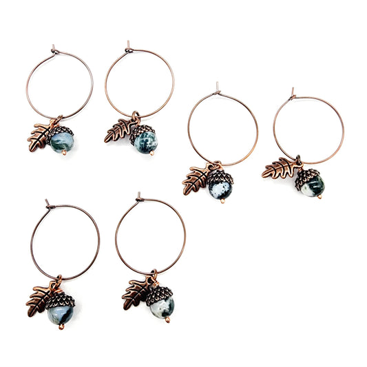 Acorn Earrings-Moss Agate