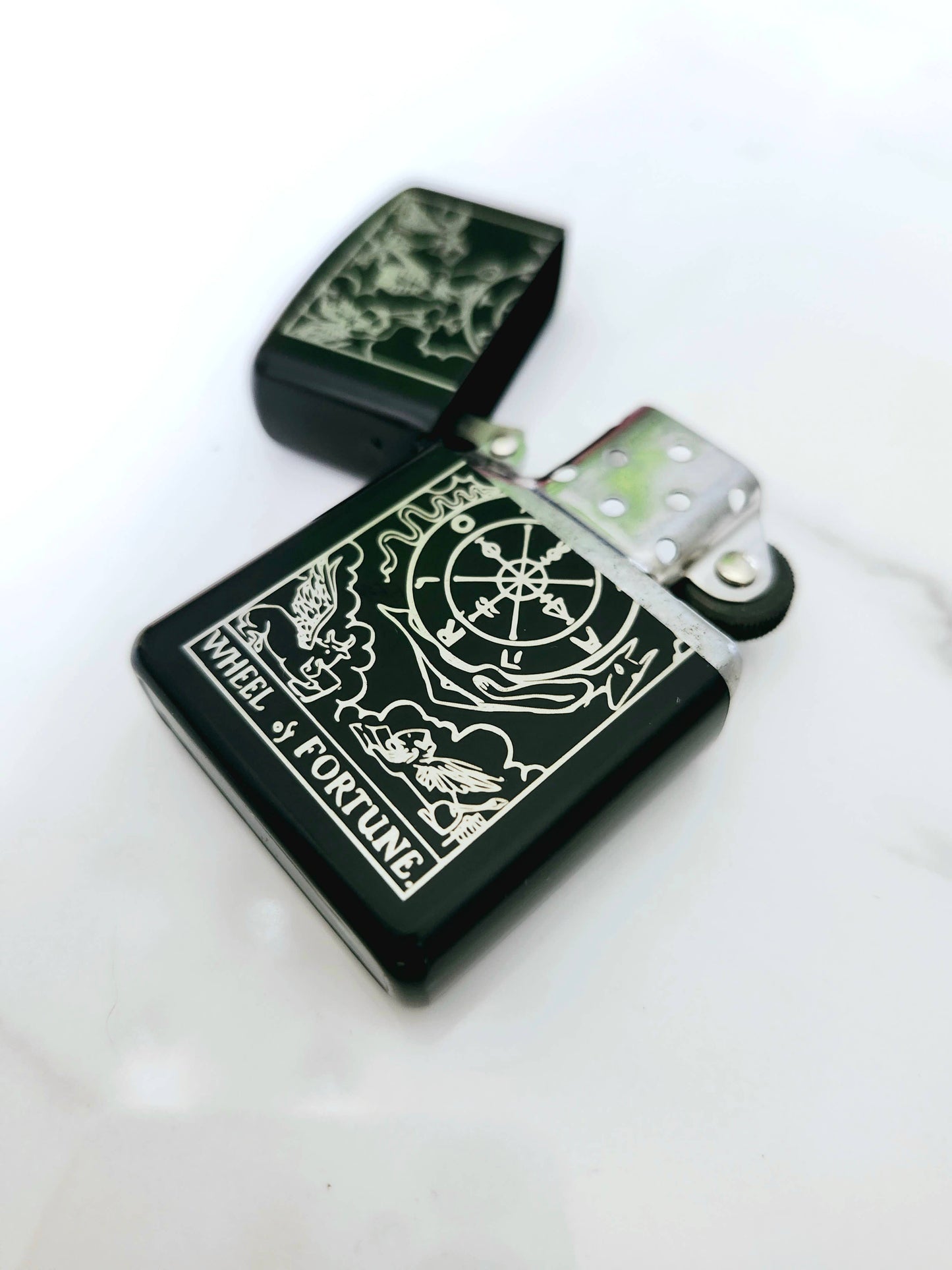 Engraved Flip Top Metal Windproof Lighter - Variety of Designs
