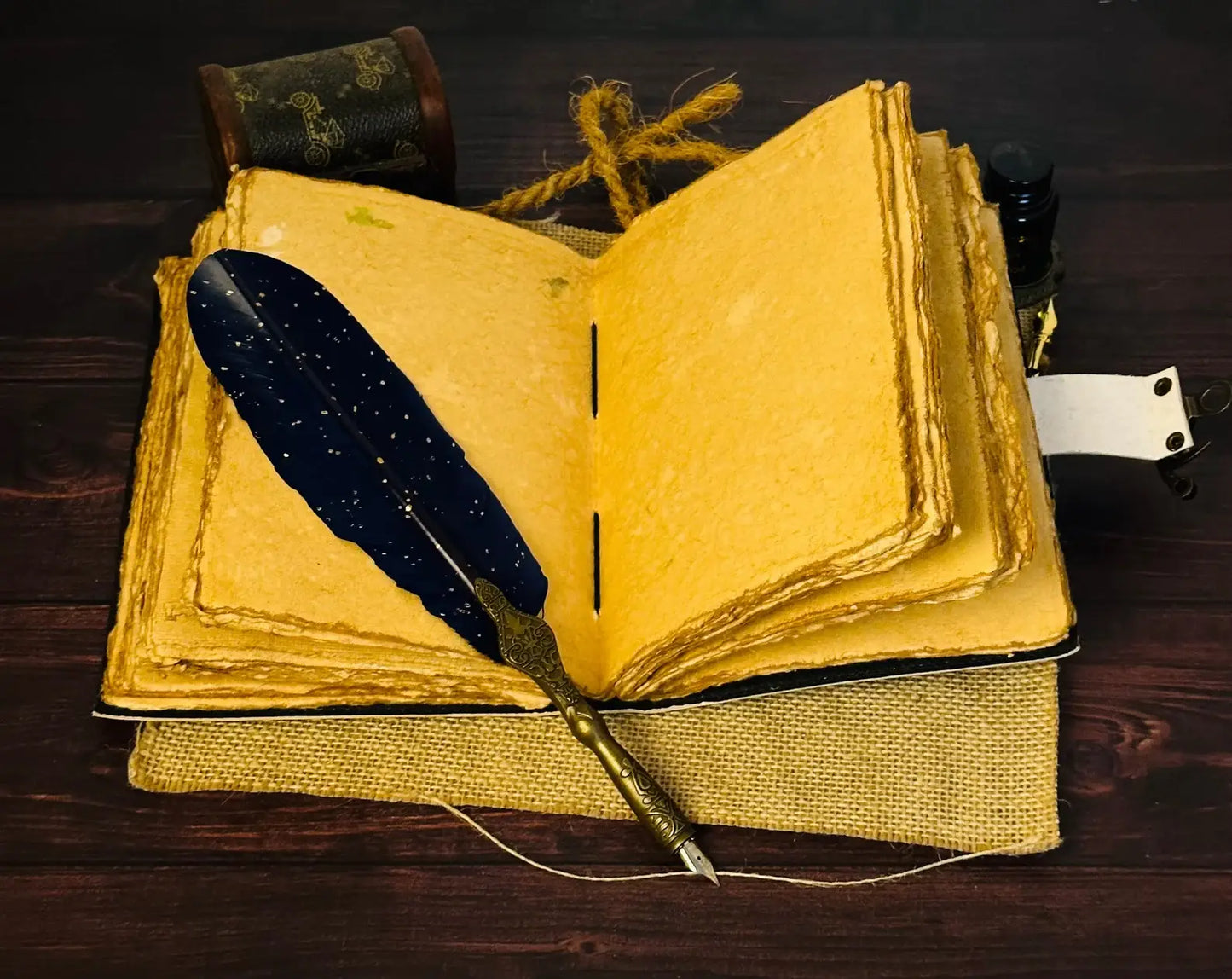 Leather Journal with Sacred Geometry Print 