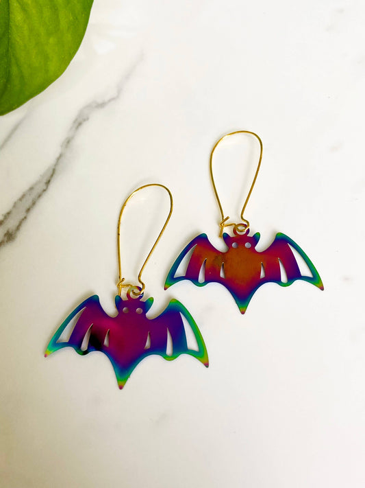 Holographic Bat Earring Set