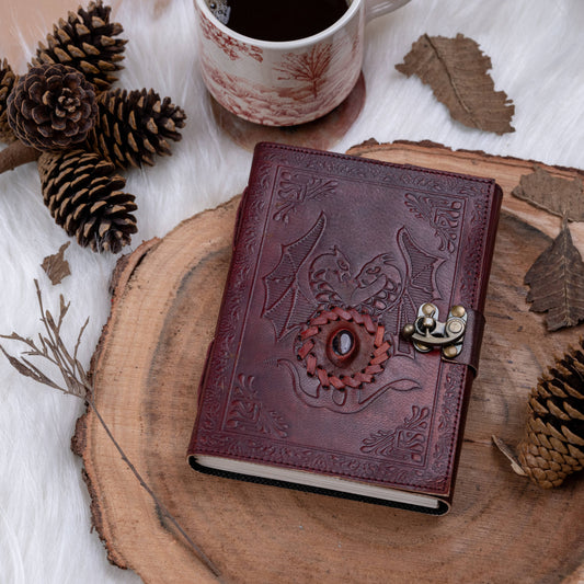 Leather Journal with Stone Dragon Embossed