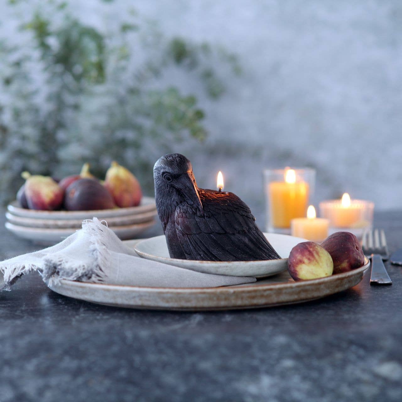 Crow Candle 100% Beeswax 4” Handcrafted
