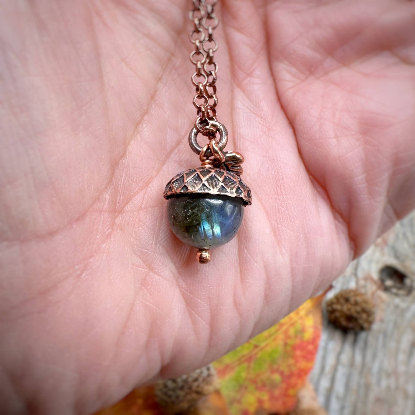 Acorn Necklace with Labradorite