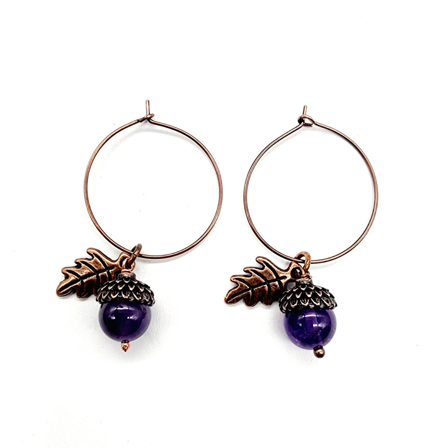 Acorn Earrings-Amethyst