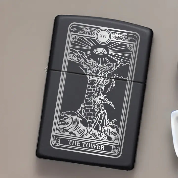 Engraved Flip Top Metal Windproof Lighter - Variety of Designs