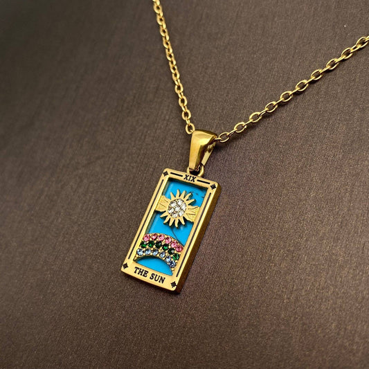 The Sun: 18K Gold Plated Tarot Card Necklace