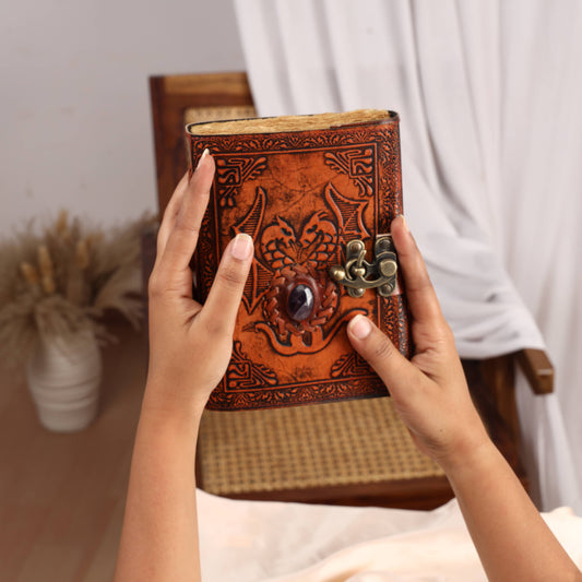 Leather Journal with Stone Dragon Embossed