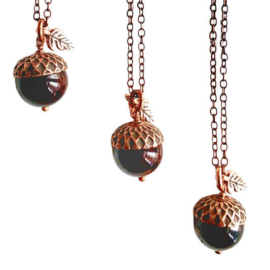 Acorn Necklace with Natural Garnet