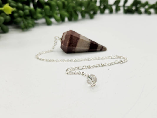 Shiva Lingham Pendulum w/Silver Plated Chain & Clear Quartz