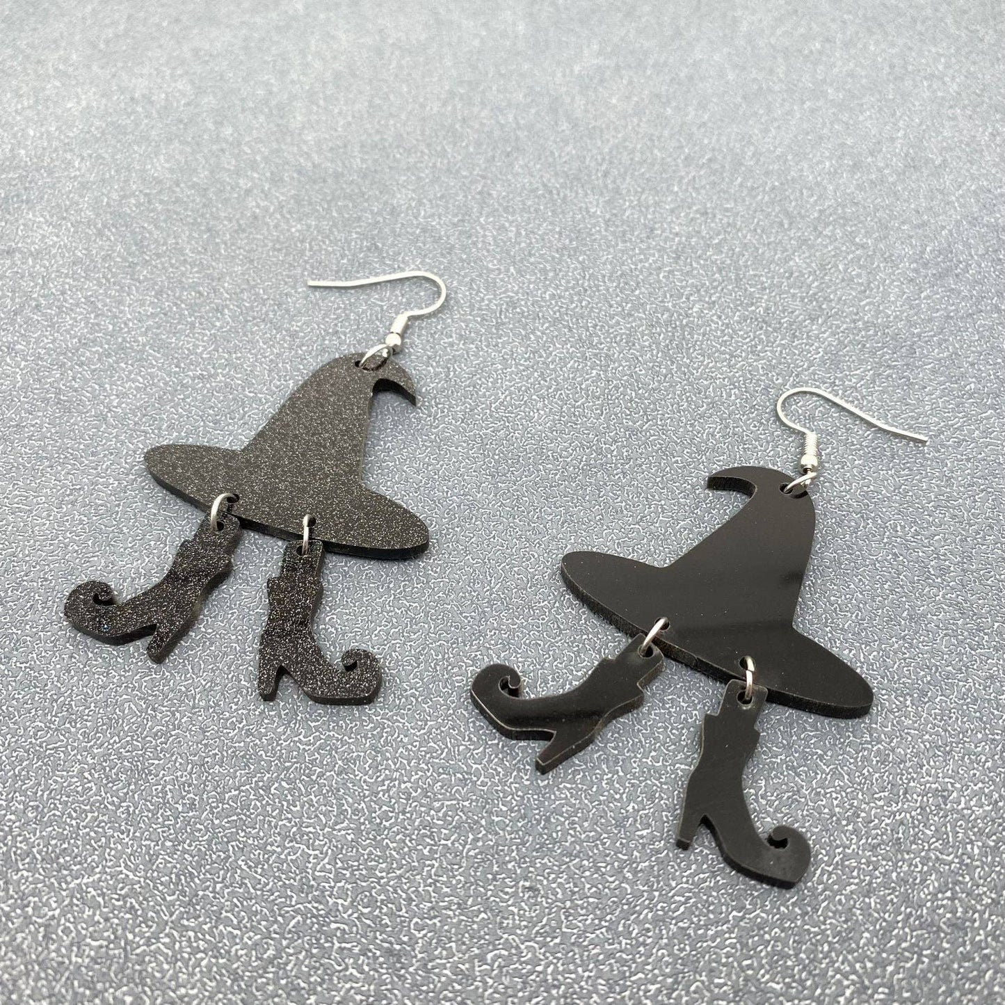 Acrylic Wizard Hat & Boots Dangle Earrings