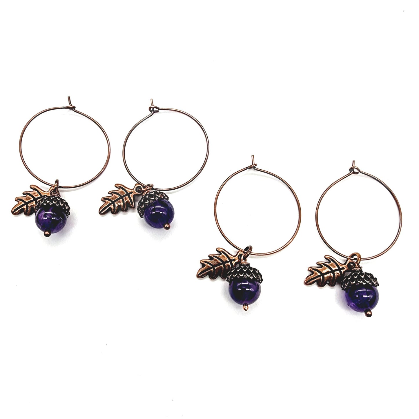 Acorn Earrings-Amethyst