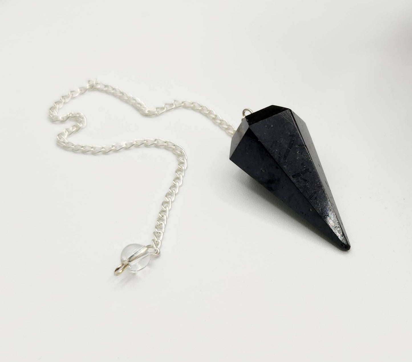 Black Tourmaline Pendulum Pendulum w/ Silver Plated Chain
