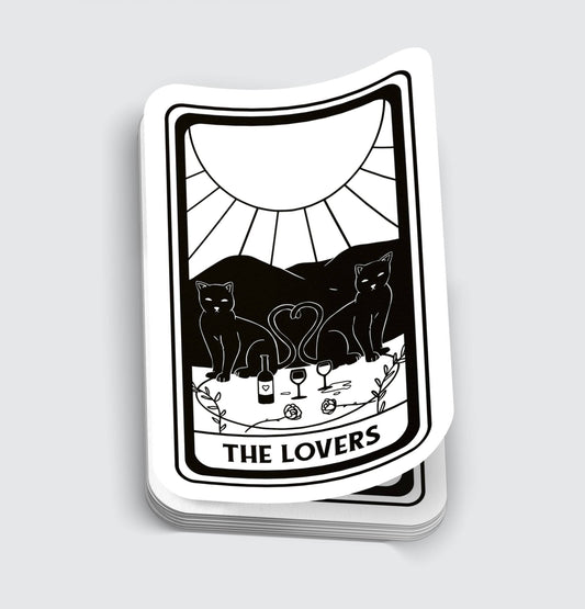 Black Cat "The Lovers" Tarot Card Sticker