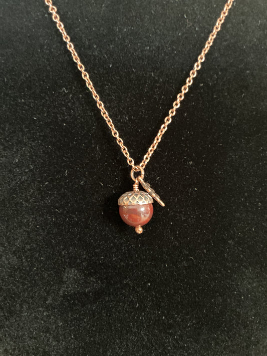 Acorn Necklace- Red Jasper