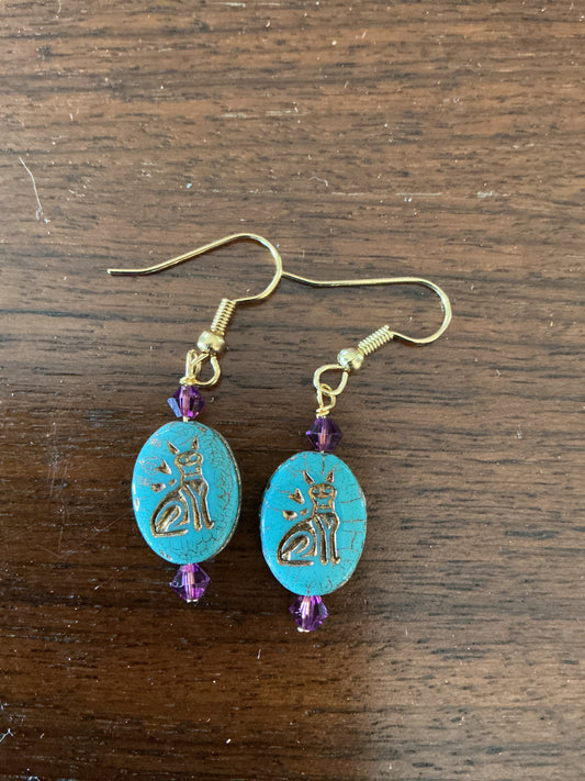 Beaded Cat Earrings