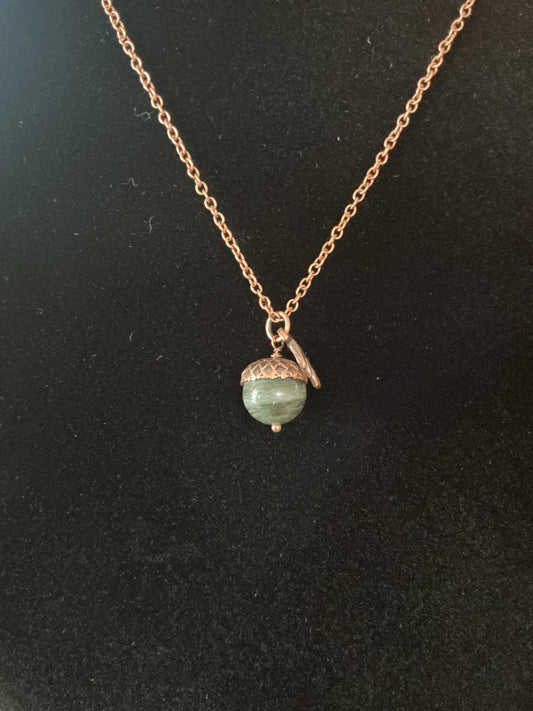 Acorn Necklace-Green Zebra Jasper