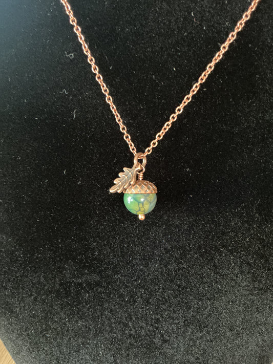 Acorn necklace- Dragon Vein Agate